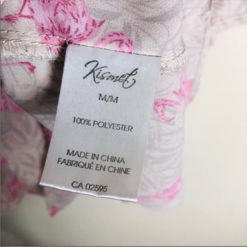 4/$45 KISMET Pink Grey Unique Flamingo Print Sleeveless Ruffle Tank Top Medium - Picture 5 of 6